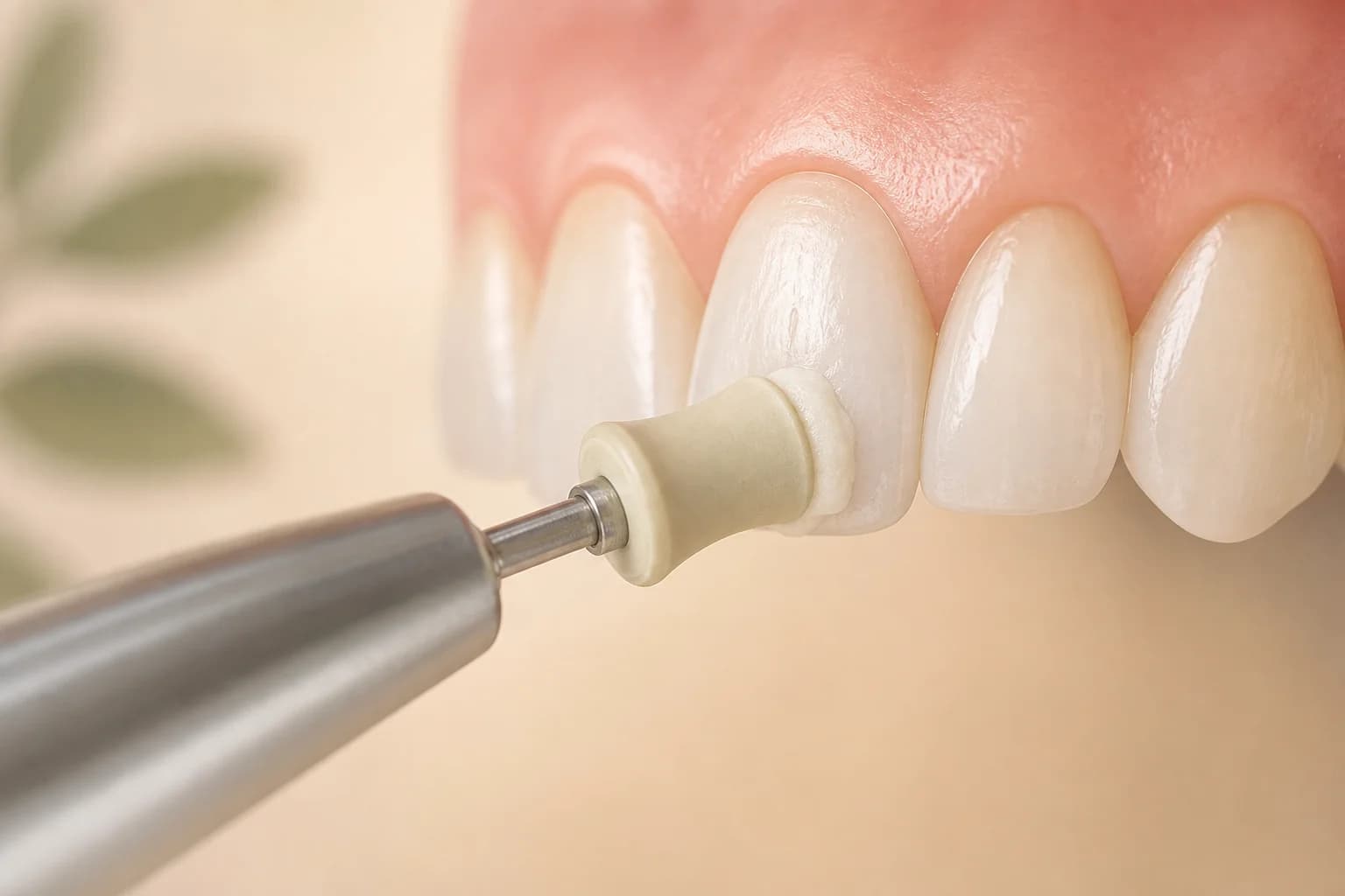 Medical illustration of professional enamel polishing