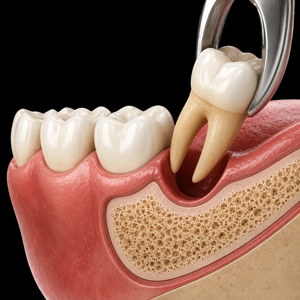 Extraction of a molar with dental forceps