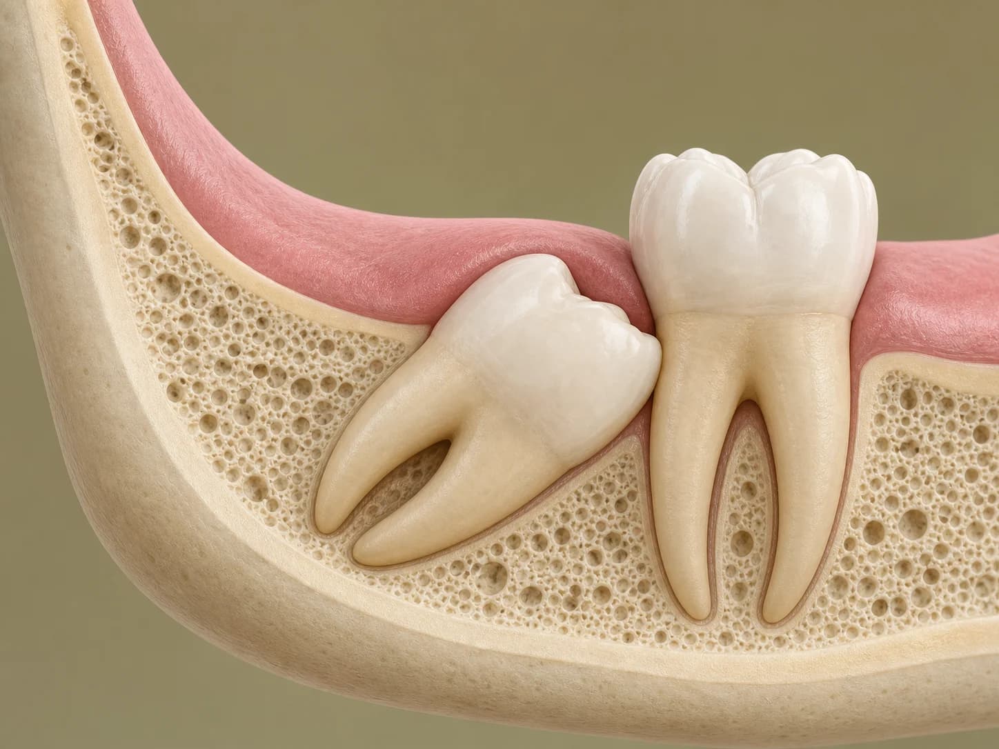 Medical illustration of an impacted wisdom tooth