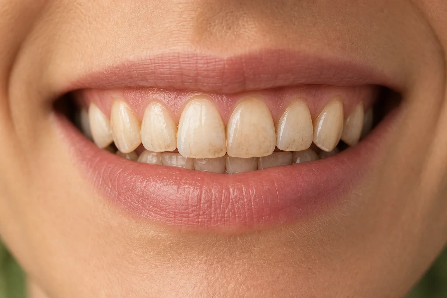 Surface tooth staining from coffee, tea, wine or smoking